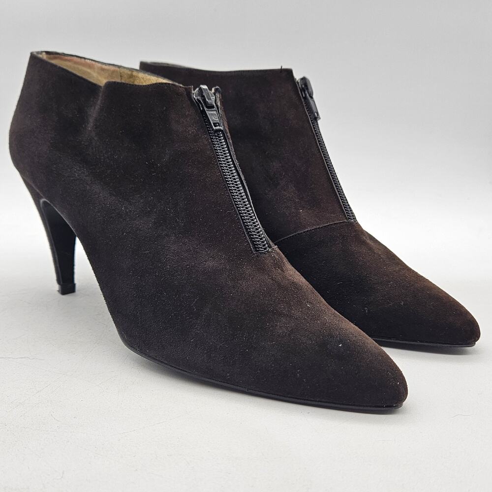Vintage Left & Right Boots Women's Size 10 M Brown Leather Zip Heel Booties